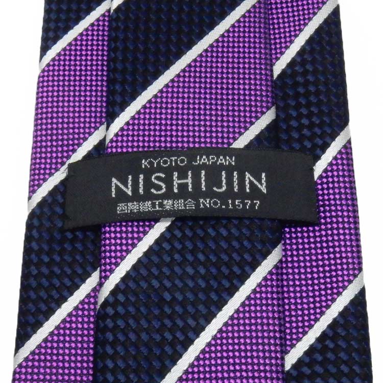 楽天市場】京都西陣織 ネクタイ シルク100％ 紫×黒紺/ストライプ