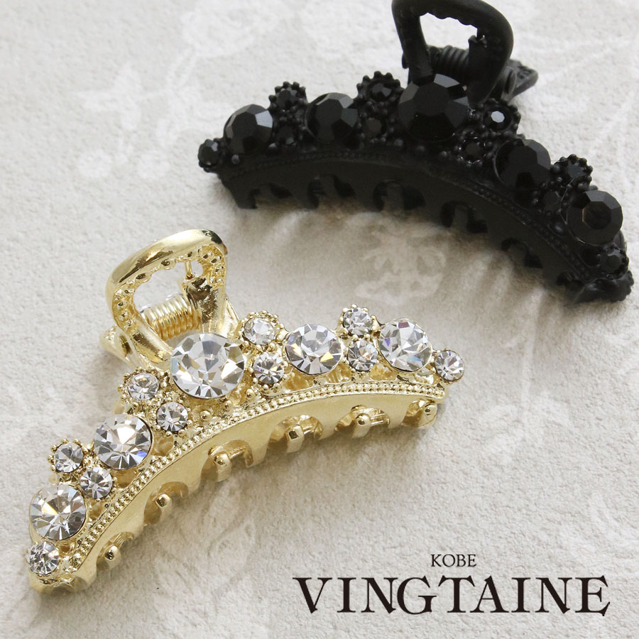 楽天市場】バンスクリップ ゴールド ラインストーン ヘアクリップ ヘア