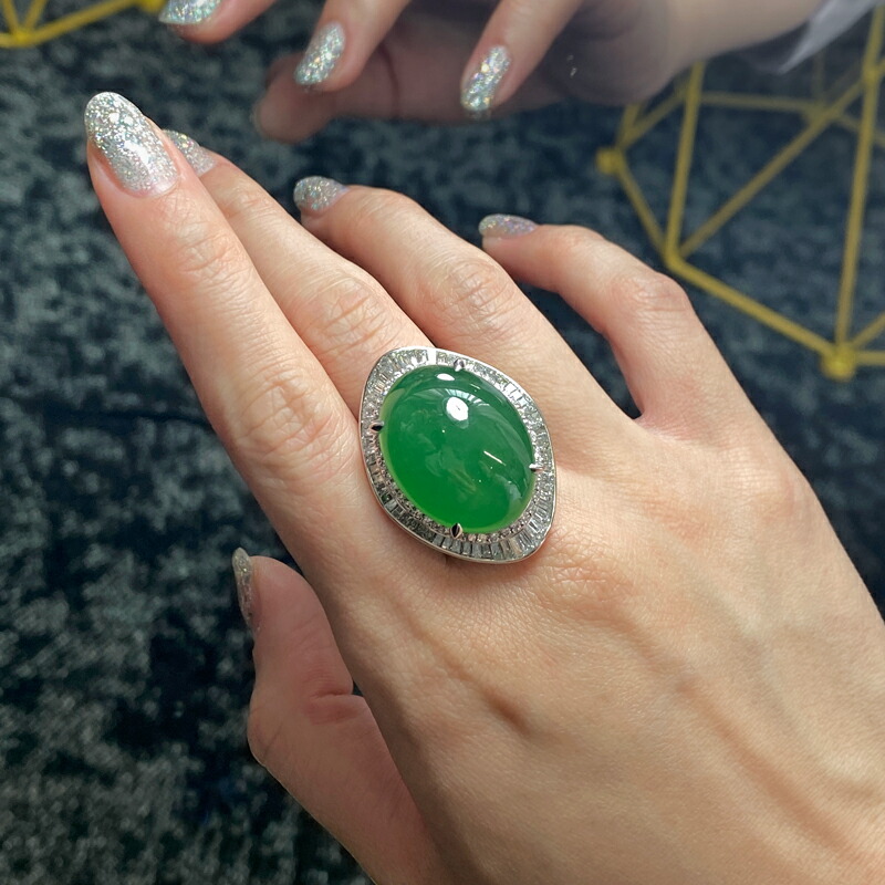 楽天市場】【ｾｰﾙ】翡翠 36.54ct リング 16号 PT900 プラチナ 指輪