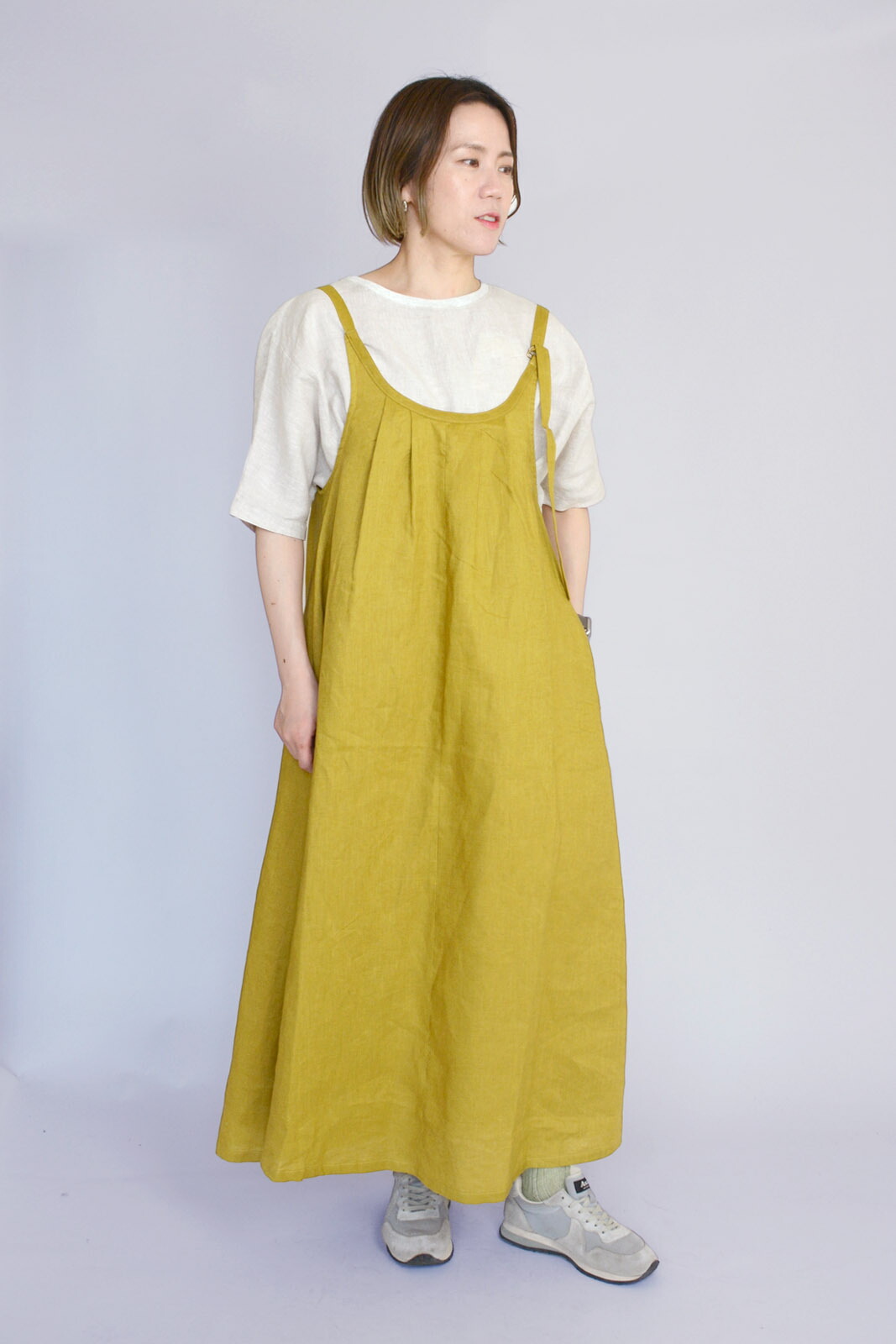 楽天市場】麻100%キャミワンピース 調整可能 ロングワンピース