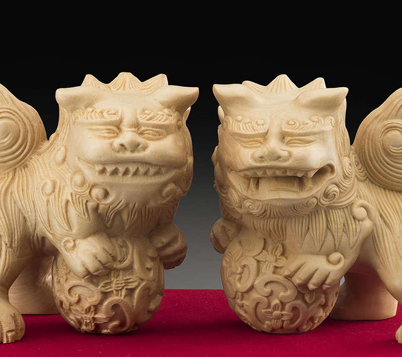 楽天市場】【すぐに使える10％OFFクーポン】天然檜彫り 獅子狛犬（二体