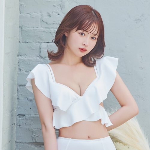 楽天市場】水着 レディース リブ フリル クロス ハイウエスト ホワイト