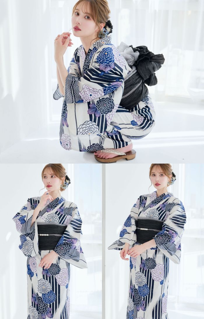 楽天市場】浴衣 レディース 4点セット モダン レトロモダン ストライプ