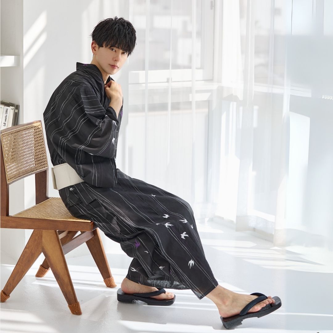 楽天市場】浴衣 3点set 3点セット 縞柄 燕 燕柄 つばめ 流水文様