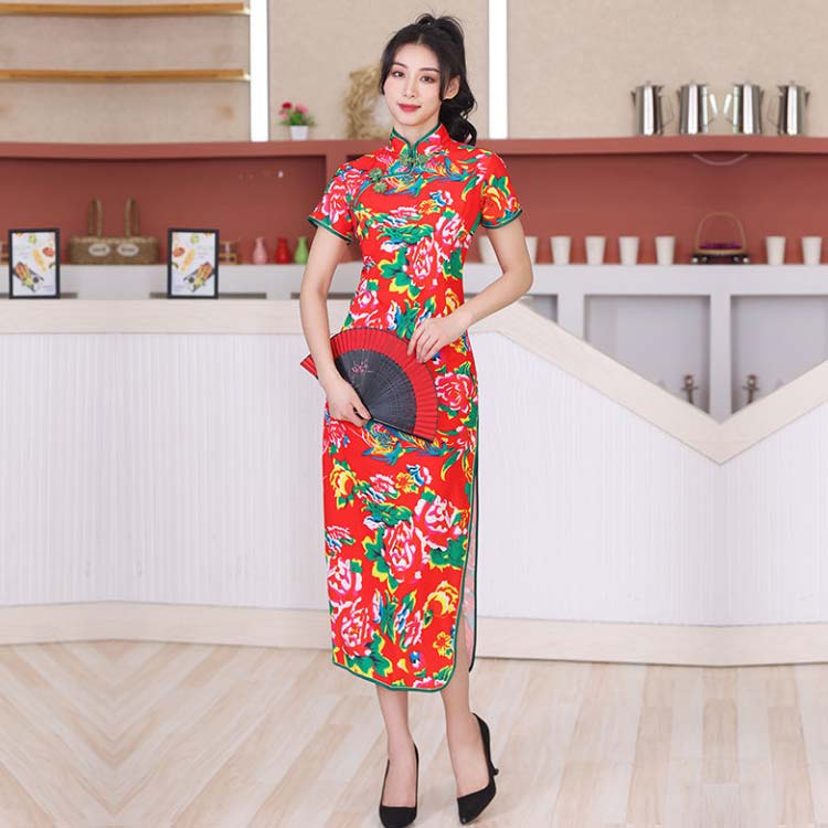 楽天市場】チャイナドレス ロング ミニ丈 花柄 チャイナ ワンピース