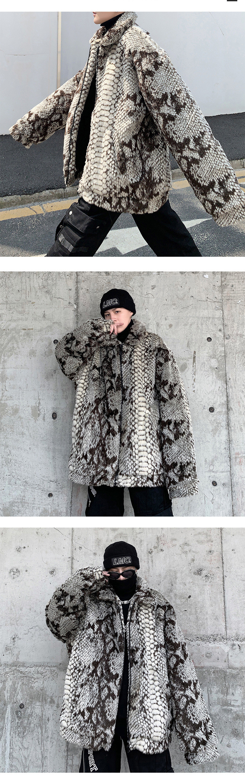 楽天市場】ビッグシルエット ファージャケット モコモコ パイソン ヘビ