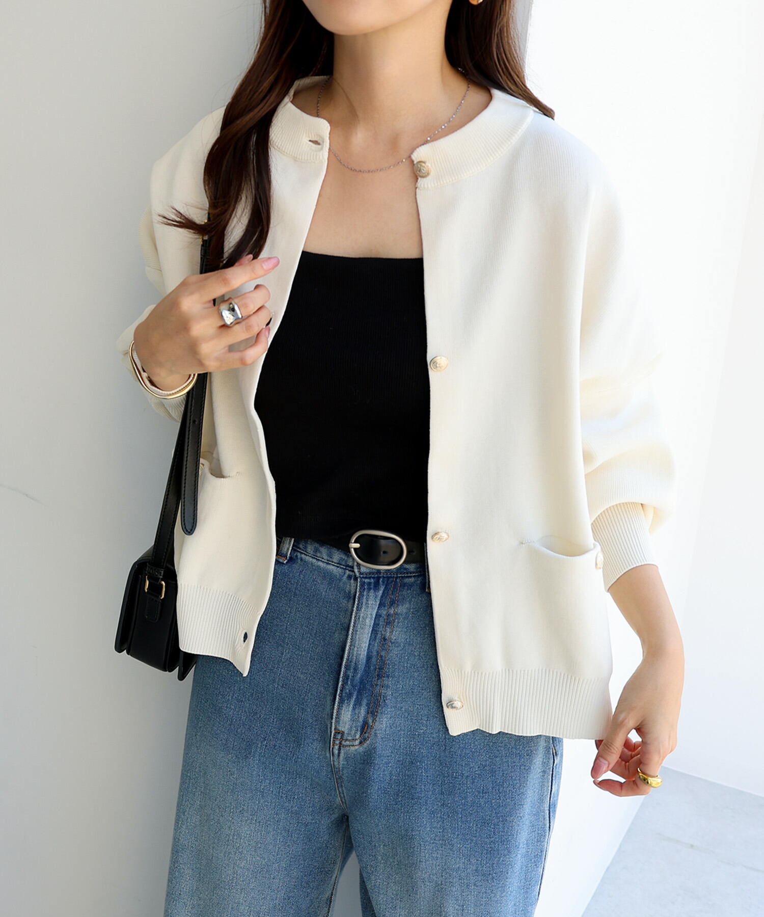 楽天市場】カーディガン 金ボタン 無地 ボーダー ニットカーディガン