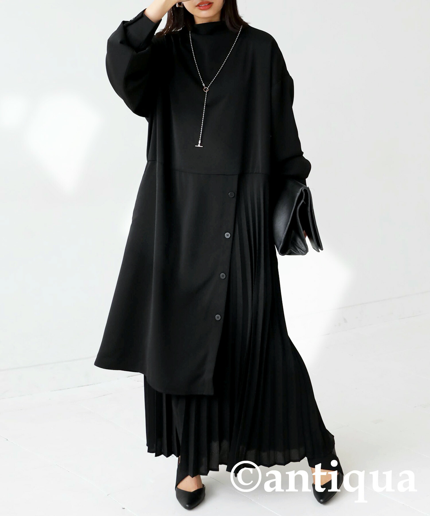 楽天市場】アシメプリーツワンピ ワンピース レディース ロング 送料