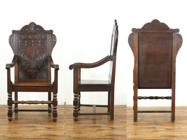 楽天市場】アンティーク ウェインスコットチェア 背もたれの美しい彫刻