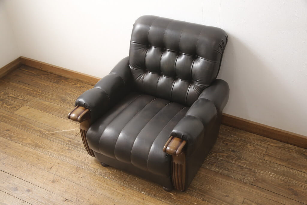 楽天市場】☆事前問合せ必須☆ 1人掛けソファ ビンテージカリモク 合皮