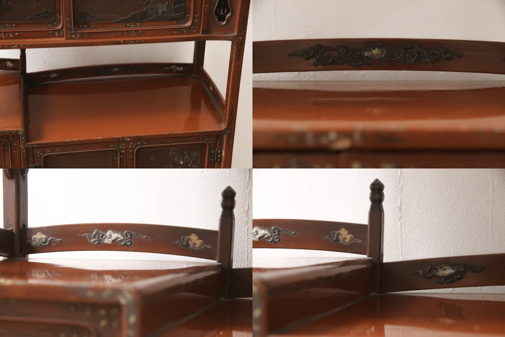 楽天市場】☆事前問合せ必須☆ アンティーク家具 飾り棚 明治大正期 朱