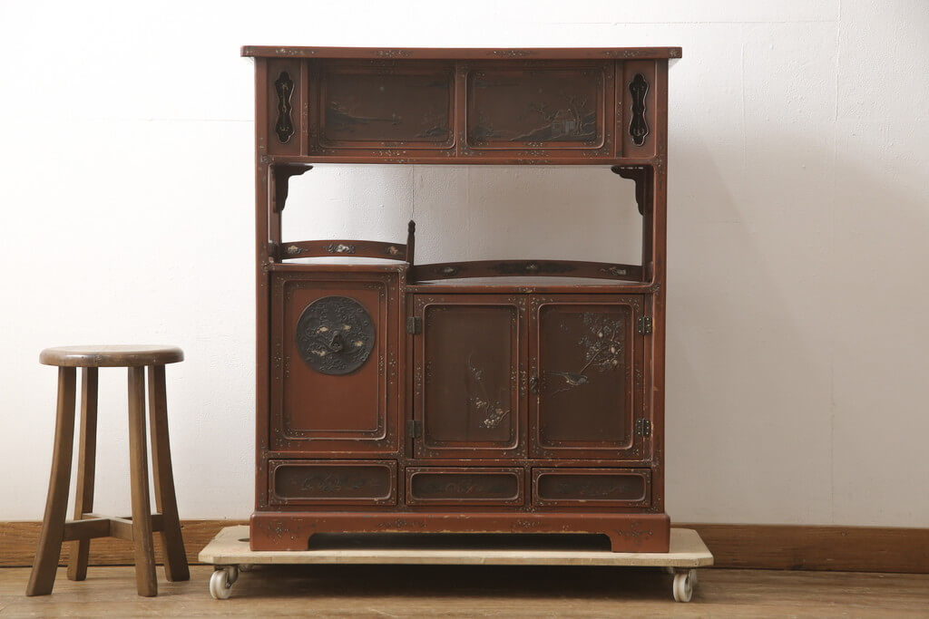 楽天市場】☆事前問合せ必須☆ アンティーク家具 飾り棚 明治大正期 朱