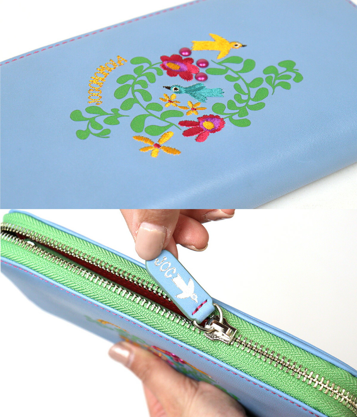 楽天市場】ラウンドファスナー長財布 刺繍 花 jocomomola ホコモモラ
