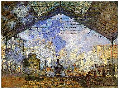 楽天市場】手描き 油絵 複製画クロード・モネ「サン・ラザール駅」 額