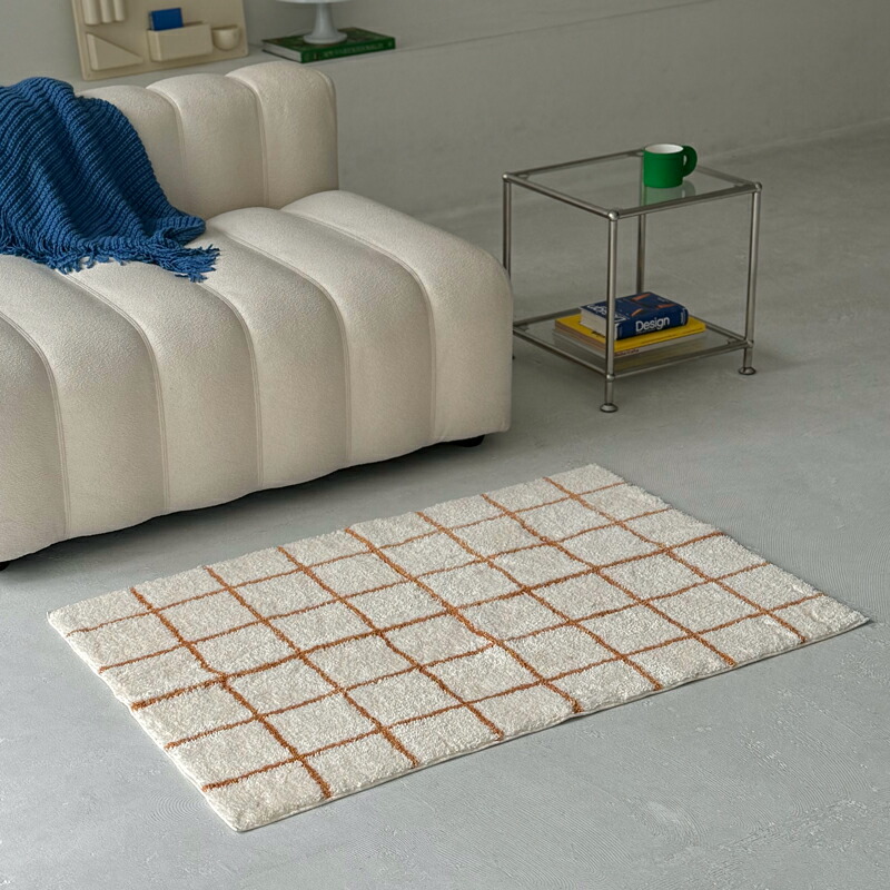 楽天市場】オレンジ グラフチェック ラグ 80×120cm【ART OF BLACK