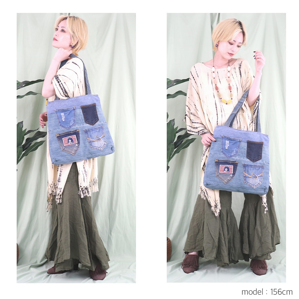楽天市場】【SALE価格】リメイクデニム ポケット デニム トートバッグ