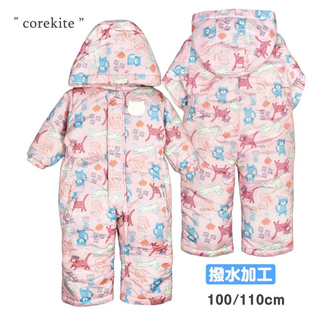 楽天市場】ジャンプスーツ キッズ 女の子 ねこ 撥水加工 綿入り フード