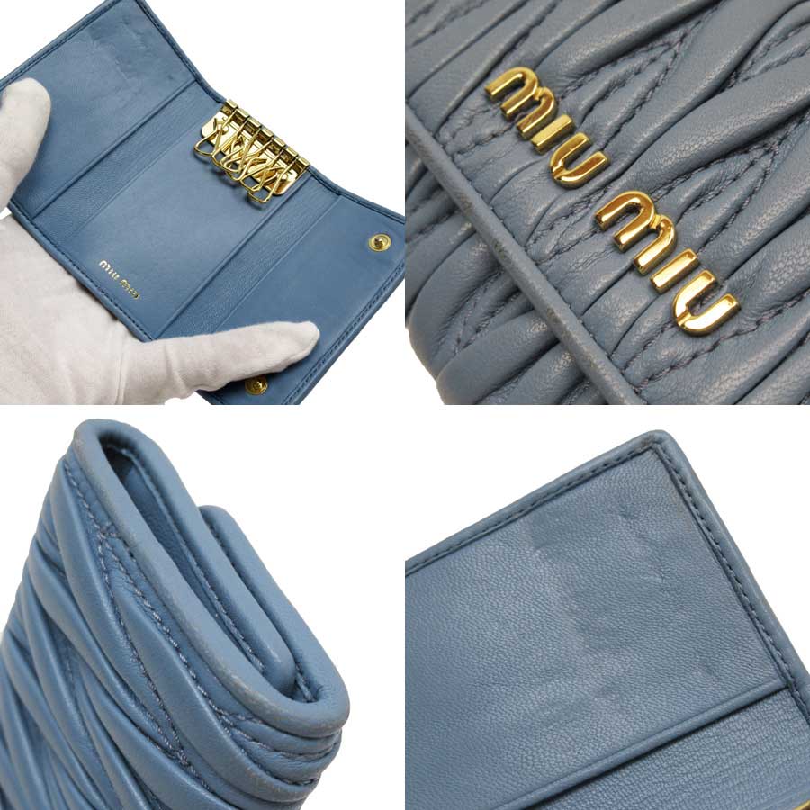 楽天市場】ミュウミュウ MIUMIU 6連キーケース ブルーxゴールド レザー