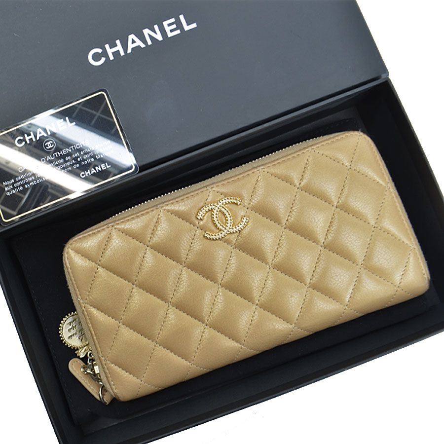 楽天市場】シャネル CHANEL 長財布 マトラッセ ゴールド系キャメル