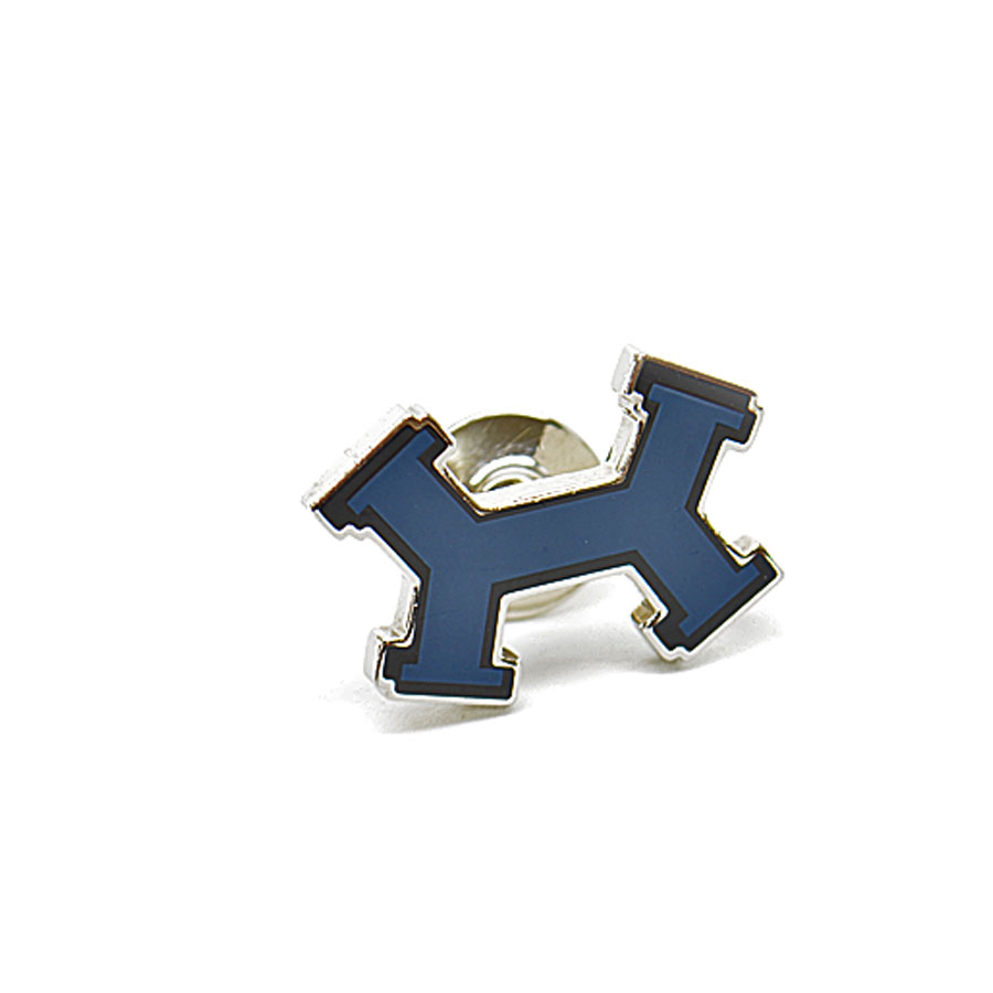 楽天市場】エルメス HERMES ピンバッジ ブルーグレーxブラックx