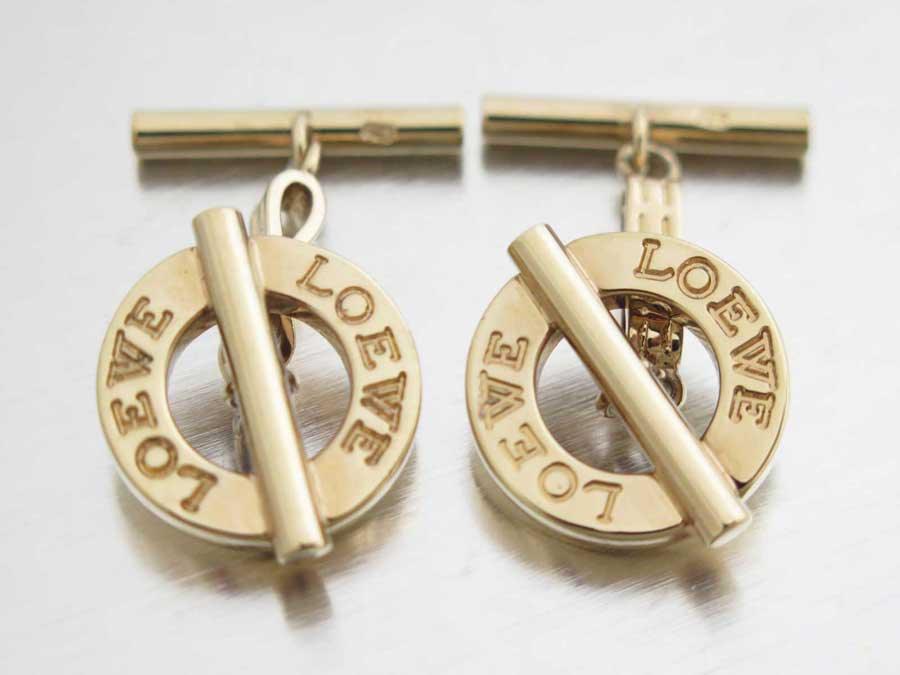 楽天市場】ロエベ LOEWE カフス ロゴ ゴールド SV925 カフスボタン