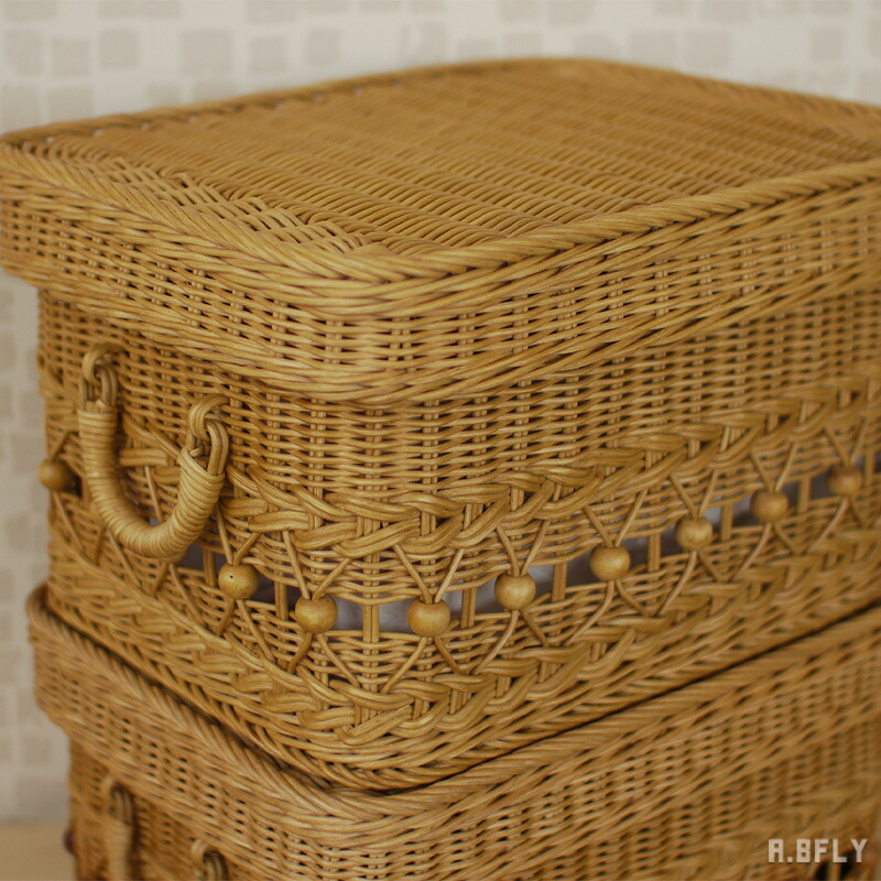 楽天市場】蓋つき スタッキング バスケット カゴ ボックス 籐 ラタン