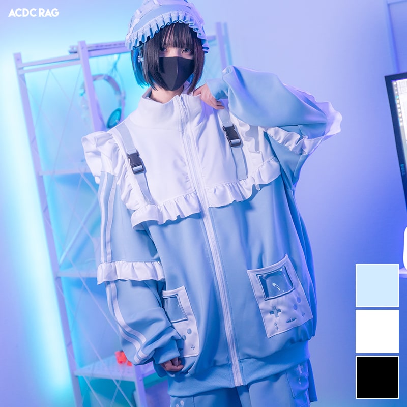 楽天市場】GAME OVER フリルジャケット ブルゾン ジャージ 長袖 原宿