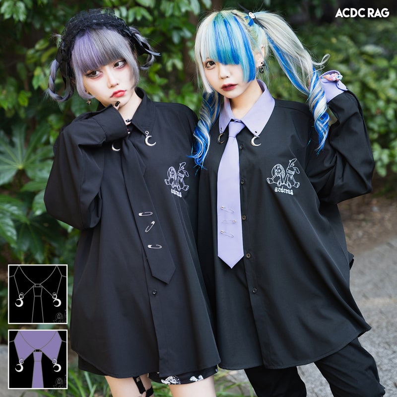 Hiand Swan Ribbon Shirt 黒 スワンリボンシャツ Swan Ribbon Shirt