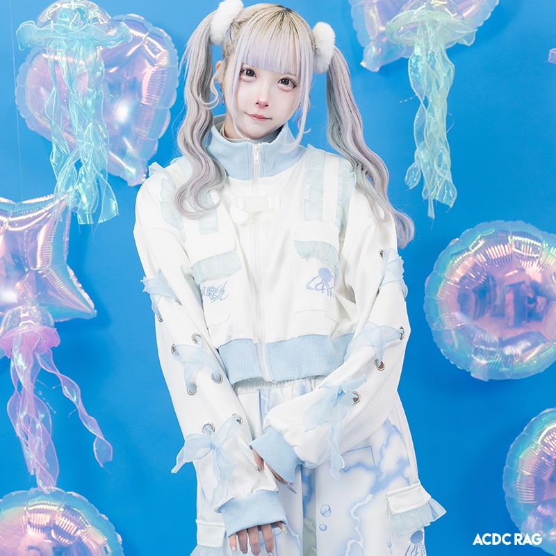 楽天市場】クラゲサイバー ジャケット ブルゾン 長袖 クロップド 原宿