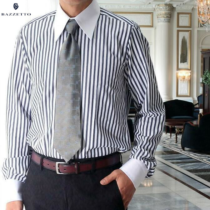 楽天市場】クレリックシャツ 長袖シャツ ストライプ メンズ ビジネス