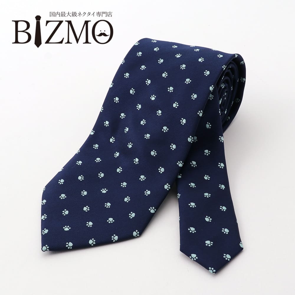 楽天市場】洗えるネクタイ 肉球 小紋柄 ブルー 青 ネイビー 8cm幅