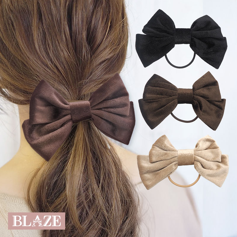 楽天市場】ヘアゴム ポニー ビッグ りぼん ベロア リボン 大きい