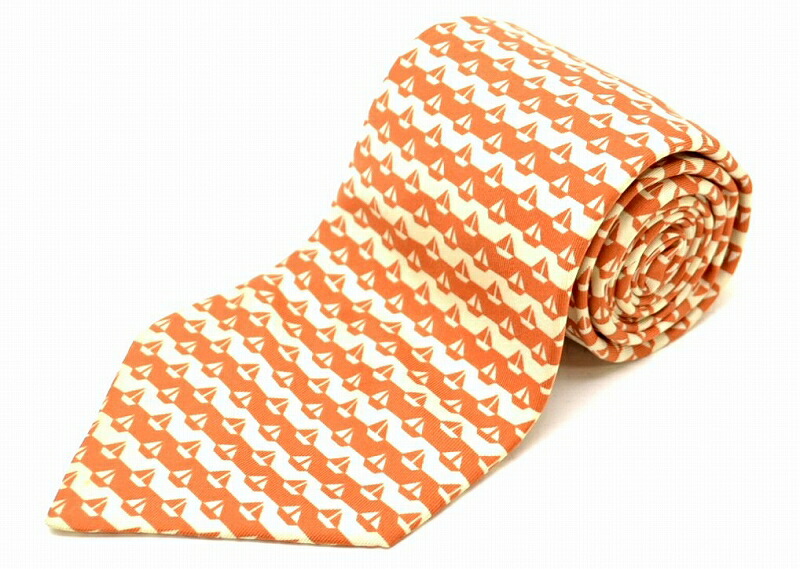 楽天市場】HERMES エルメス ネクタイ ヨット柄 シルク100% オレンジ