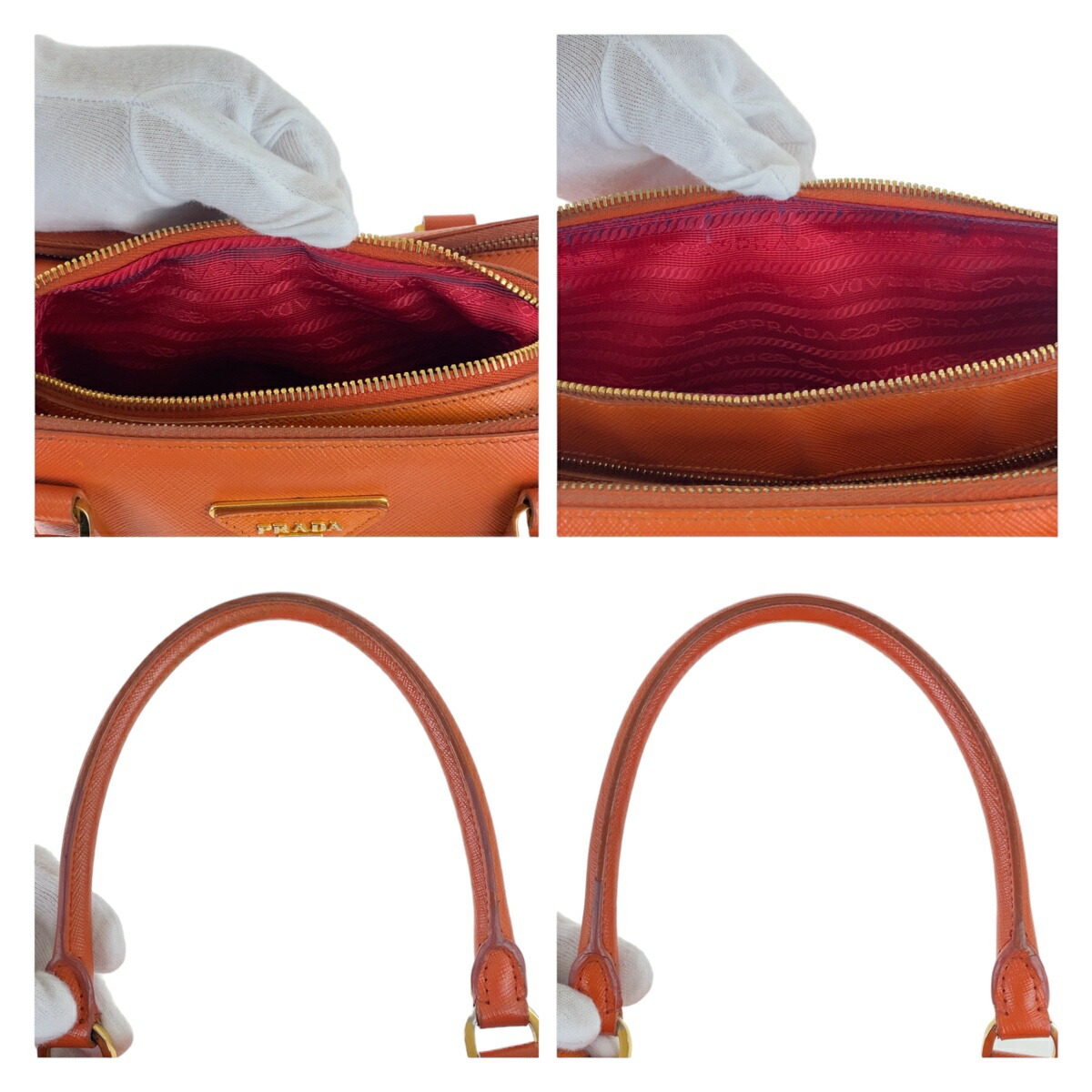 楽天市場】PRADA プラダ サフィアーノ 三角ロゴプレート オレンジ