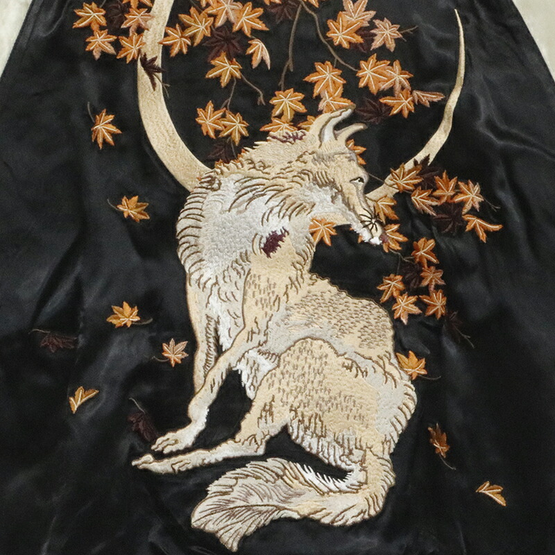 楽天市場】花旅楽団 はなたびがくだん 月に狐 刺繍 和柄 スカジャン