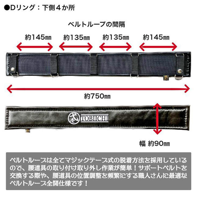 楽天市場】鳶壱 サポートベルト750 type-2 全開 全長750mm 幅90mm