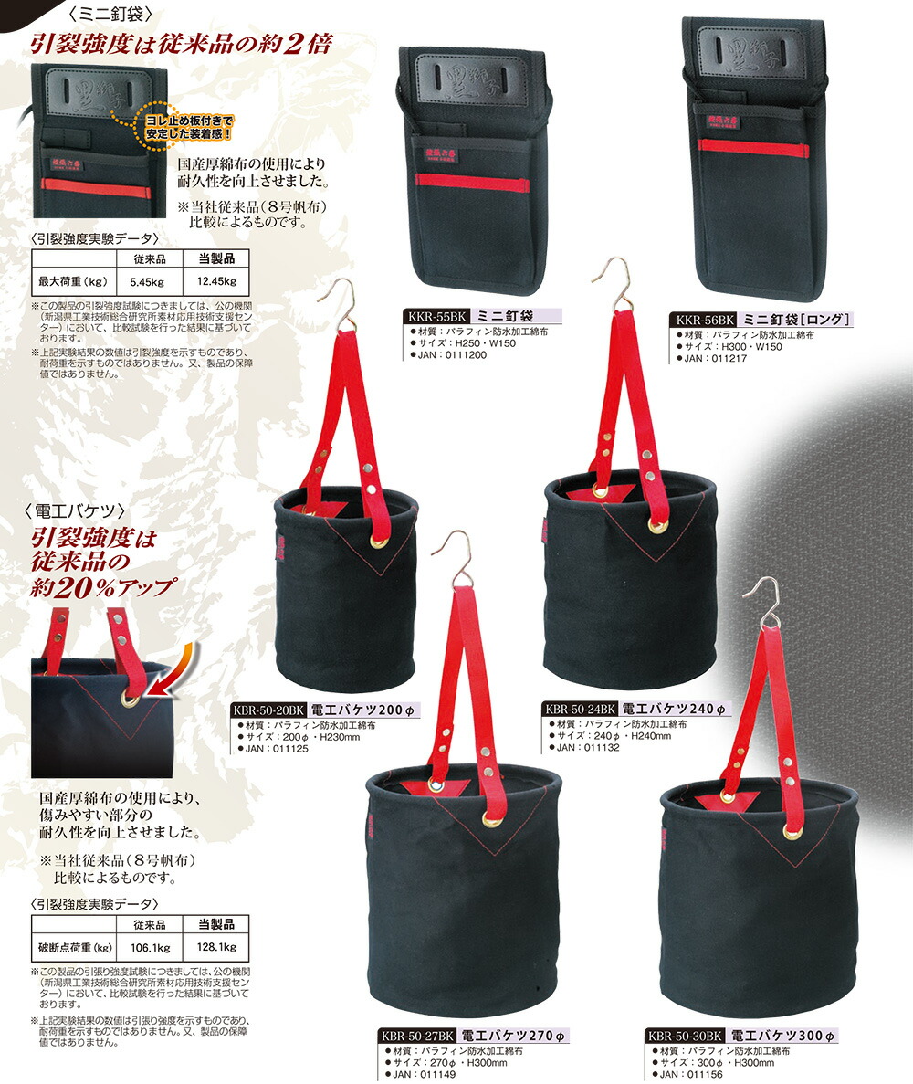 楽天市場】コヅチ 黒獅子 新型電工腰袋 [2段] [3段] 綾織帆布仕様 高