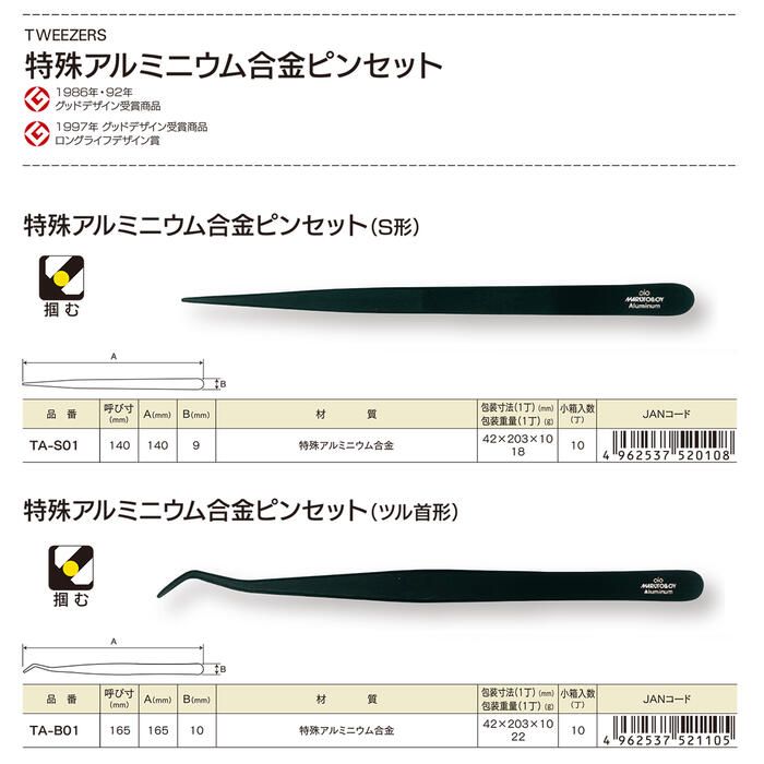 楽天市場】MARUTO 特殊アルミニウム合金製ストレート型ピンセット 非