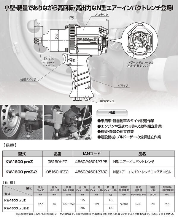 楽天市場】空研 ニューモデル N型エアーインパクトレンチ ロング