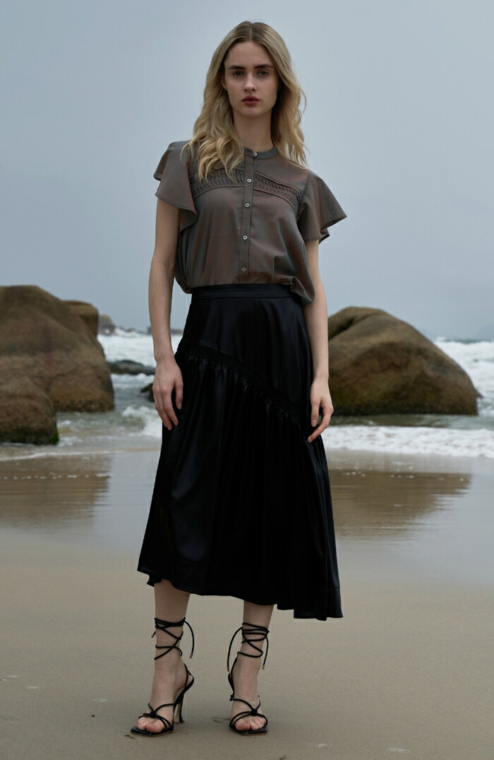 楽天市場】MIND レザーライクサテンギャザースカート 通販 スカート