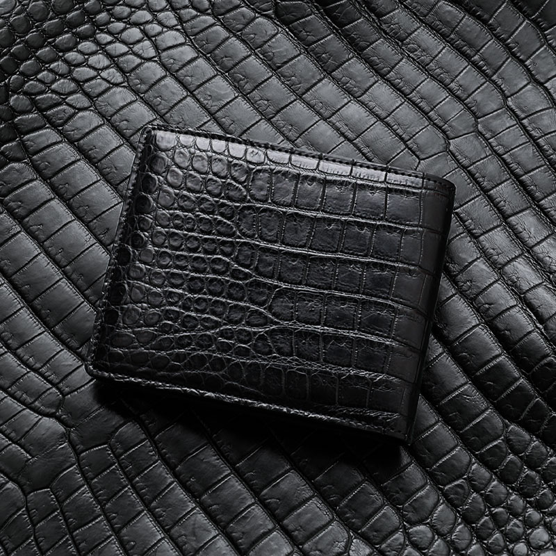 楽天市場】マットクロコダイル 二つ折り財布 ブラック メンズ【池田