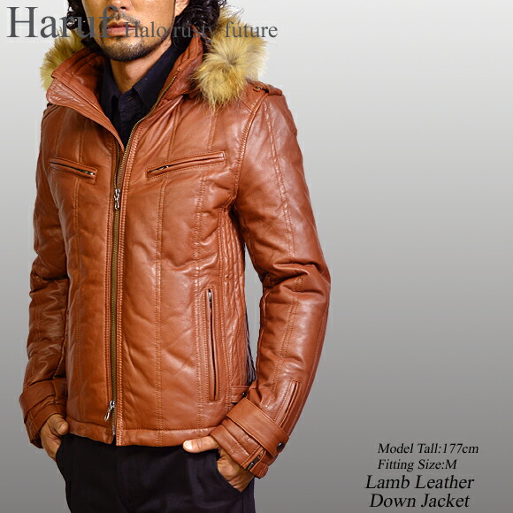 楽天市場】本革 ダウンジャケット ダウンコート レザージャケット