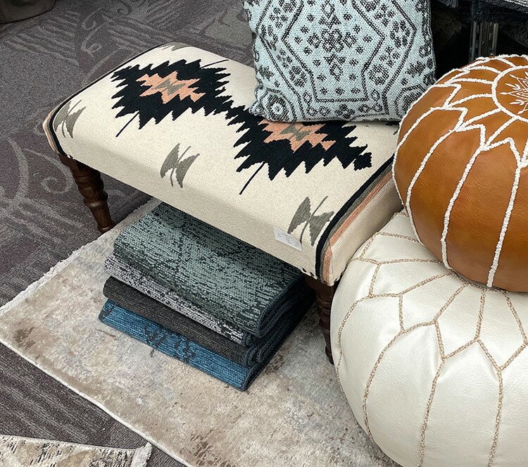 楽天市場】Ne WORKS キリム刺繍 木製脚ベンチスツール W80×D40×H45