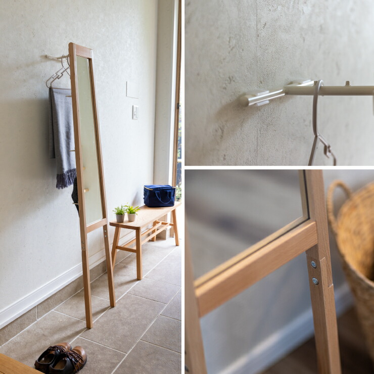 楽天市場】立て掛けミラー LIV-TM3 MIRROR 鏡 コートハンガー スリム