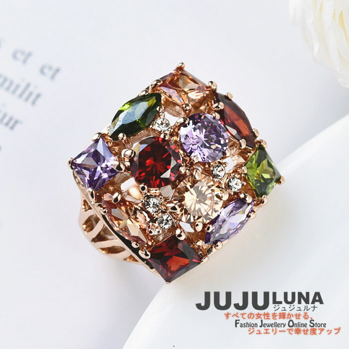 楽天市場】リング 指輪 スワロフスキー使用 スクエア 人気 レディース