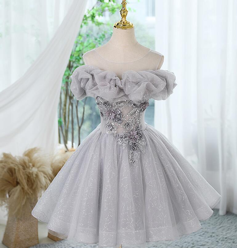 楽天市場】パーティー ドレス ミニ丈 膝丈 カラードレス グレー