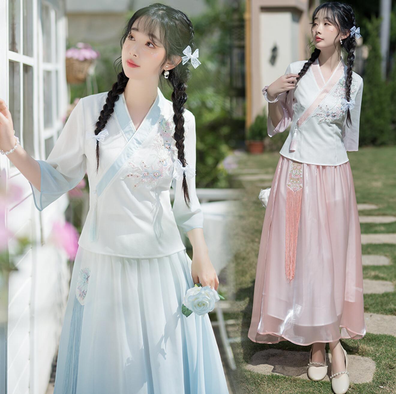 楽天市場】チャイナブラウス 交差襟 七分袖 改良漢服 綿麻 ナチュラル