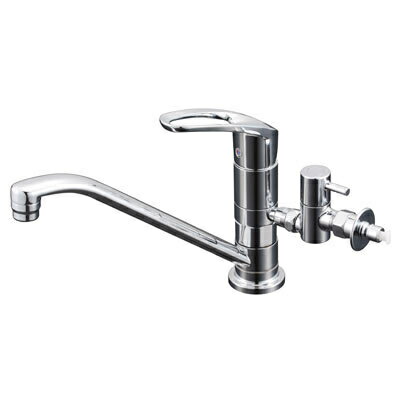 楽天市場】KVK 取付穴兼用型 シングル混合栓 分岐止水栓付 取付穴