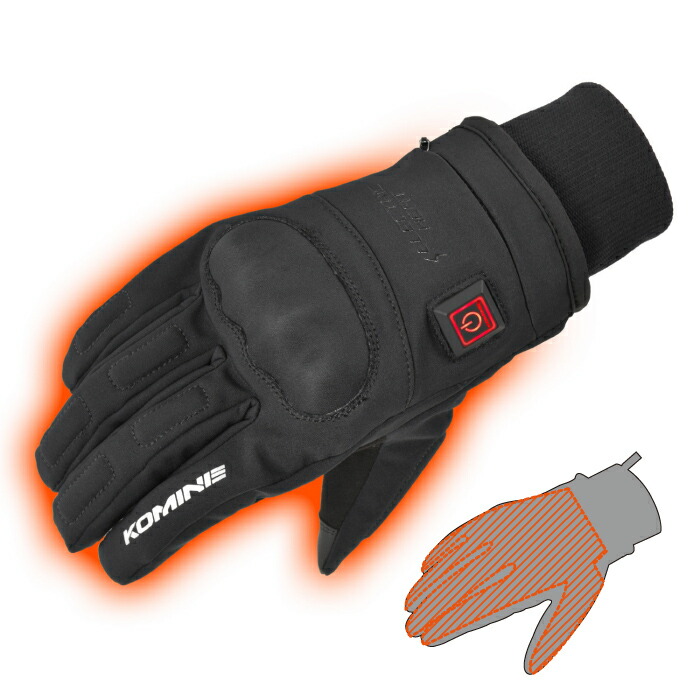 楽天市場】コミネ バイク電熱グローブ EK-216 12VプロテクトE-グローブ