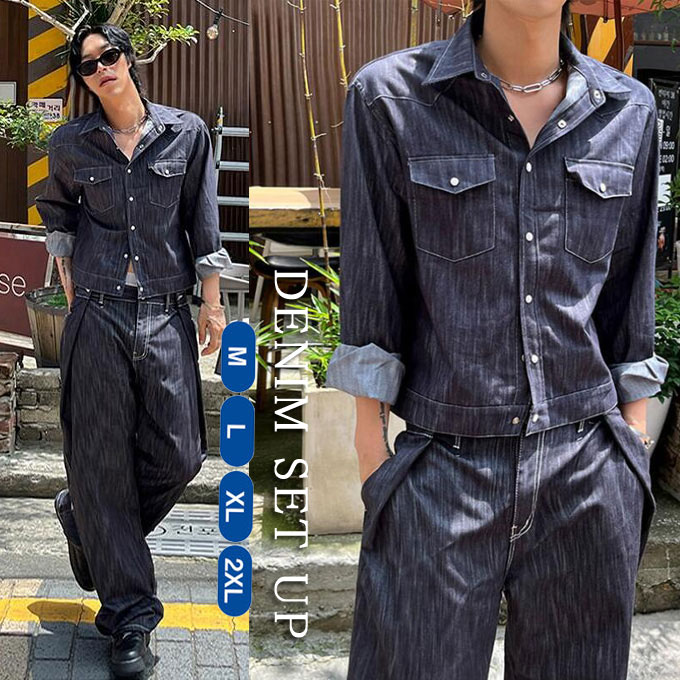 楽天市場】デニムジャケット デニムパンツ メンズ 上下セット Gジャン